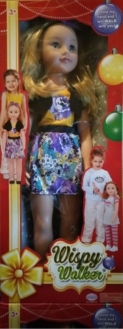 Uneeda Wispy Walker 27" Walking Doll Flower Clothes w/ Yellow Shirt & Black Overshirt