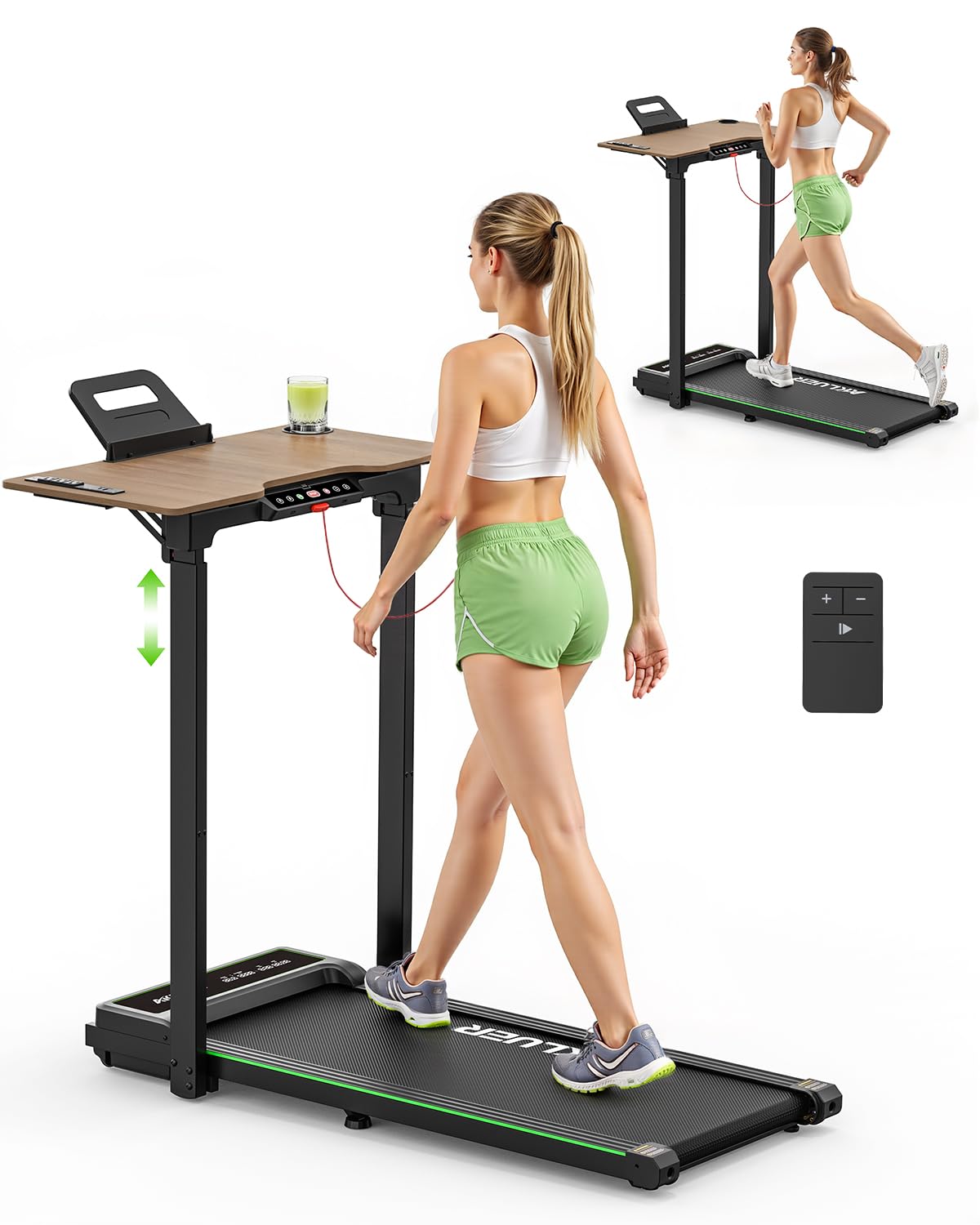 Photo 1 of Akluer Walking Pad Treadmill with Adjustable Desk, 330lbs Capacity, Compact Walking Pad, 2.5HP Under Desk Treadmills, 45dB Silent Operation, Foldable Treadmill with Remote Control, for Home Office