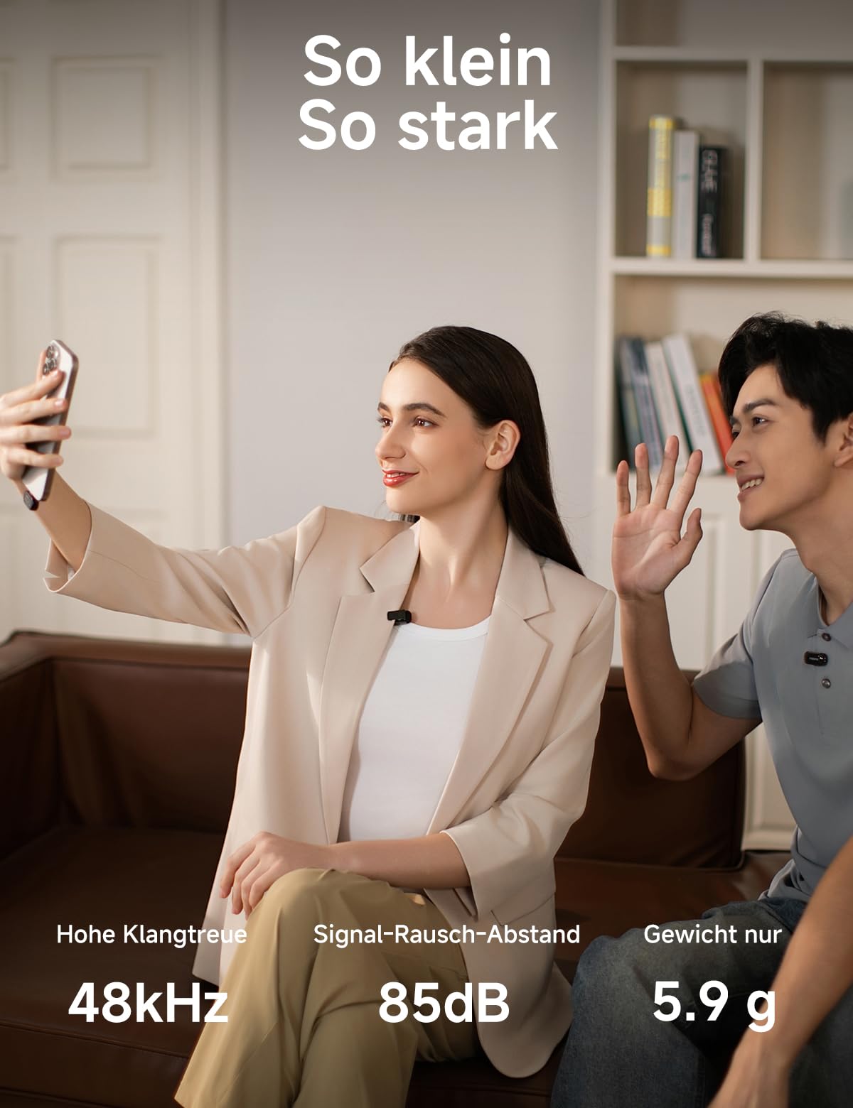 MAONO Kabelloses Handy Mikrofon - USB-C Wireless Mini Mikrofon für iPhone 17/16/15 Android, 4 Level Rauschunterdrückung, KI Stimmenwechsel, 30h Laufzeit, Mic für Vlog, YouTube, Aufnahmen, Wave T1 Mini 3