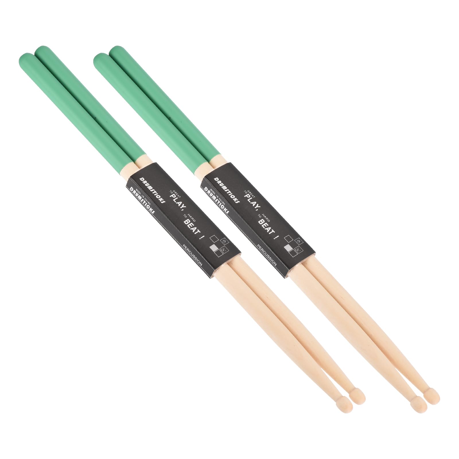 PATIKIL Maple Wood Drumstick 7A Anti Slip Handle Grips Drum Stick Green for Drumming Musical Instrument Percussion, 2 Pair