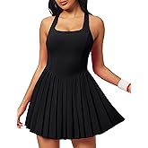 Ewedoos Tennis Dresses for Women Athletic Dress with Shorts Underneath Easy Peezy Pleated Workout Dress with Bra and Pockets