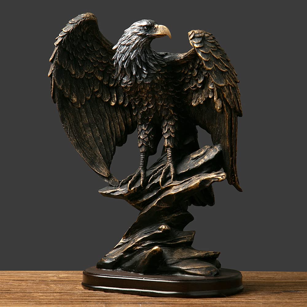 Fazhongfa Eagle Statue Sculpture Decorative Bronzed Resin Collectible for Office Home Room Desktop Display Decor as Meaningful Gift