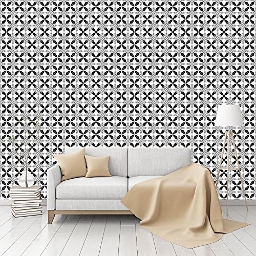 Moroccan BW Patterned Peel &amp; Stick Smooth Wallpaper by CustomWallpaper.com