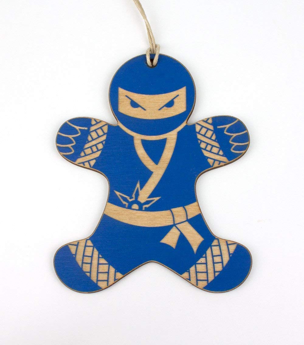 Blue Ninja Gingerbread Man Christmas Ornament