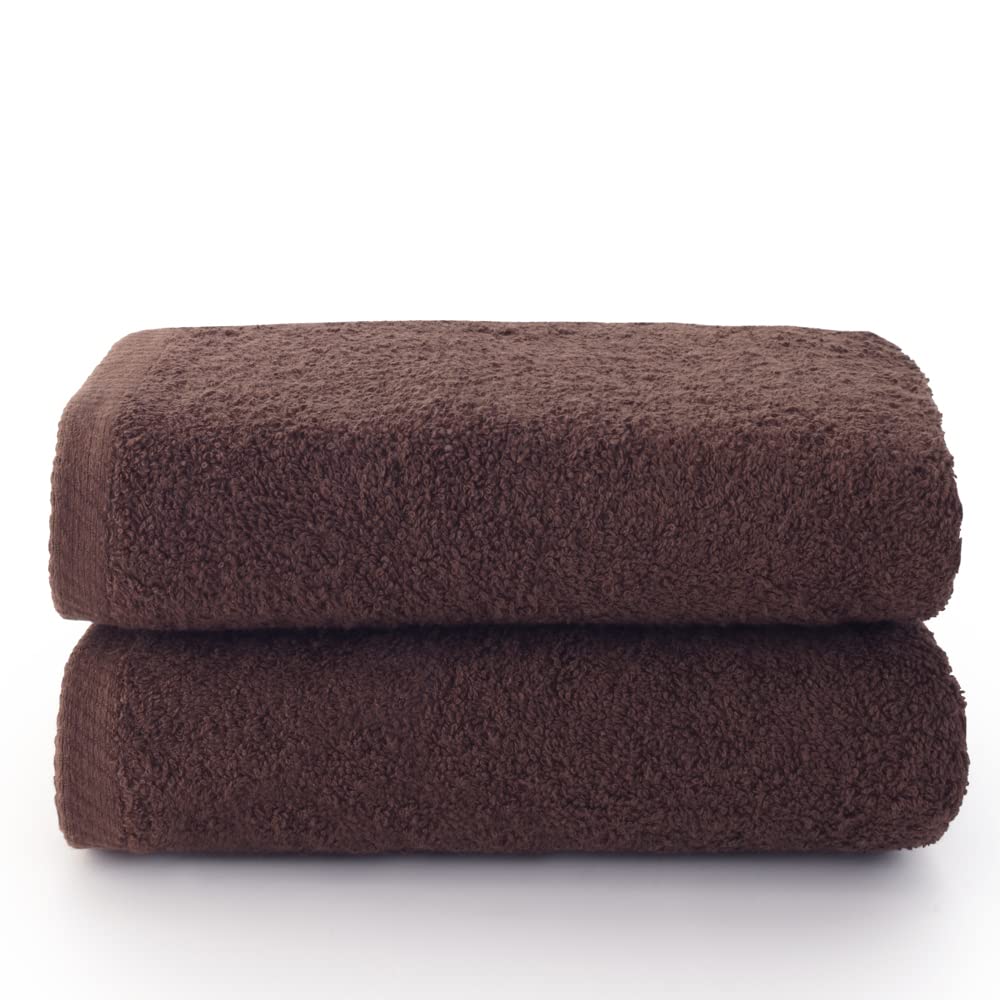 Top Towel - Plus - Large Bath Towels - Bathroom Towels - 2 Hand or Sink Towels - 50 x 100 cm - 100% Cotton - Brown