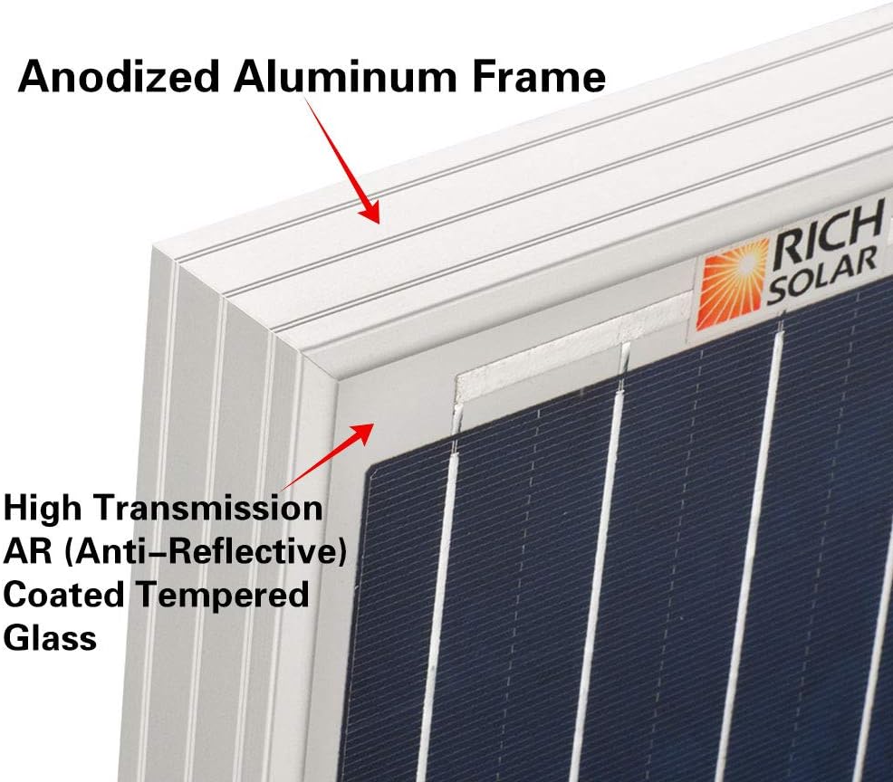 RICH SOLAR 100 Watt 12 Volt Polycrystalline Solar Panel High Efficiency Solar Module Charge Battery for RV Trailer Camper Marine Off Grid : Garden & Outdoor