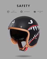 TRIANGLE 3/4 Motorcycle Helmet,Retro Vespa Open