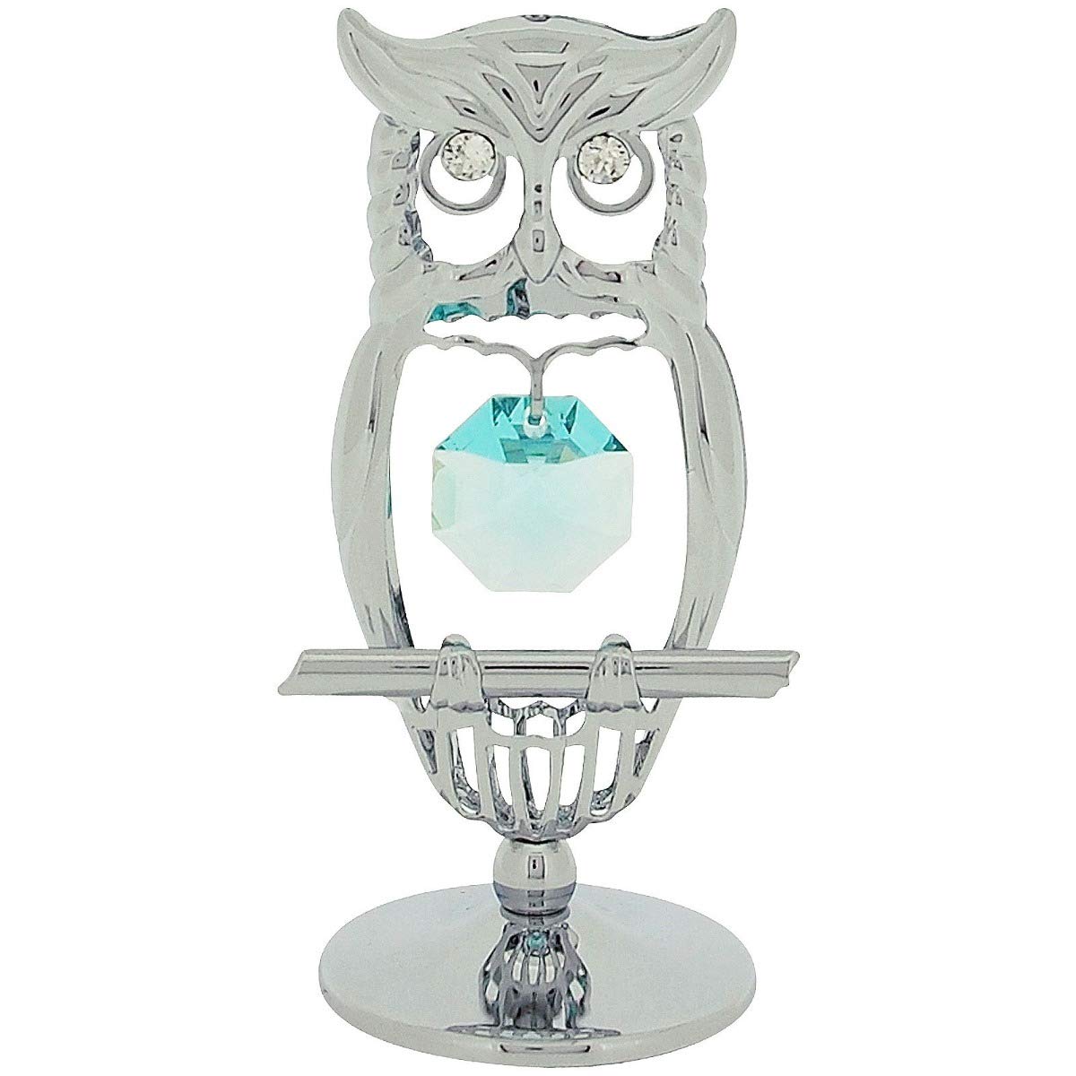 Crystocraft Chrome Plated Keepsake Gift Ornament - Owl with Swarvoski Crystal Elements