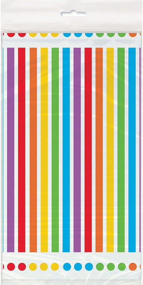 Rainbow Birthday Rectangular Plastic Table Cover (137cm x 213cm) 1 Piece - Durable Party Tablecloth for Festive Celebrations