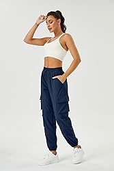 COPYLEAF Womens Parachute Cargo Pants with Pockets