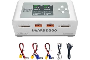 ATA HOBBY Gens Ace IMARS D300 Lipo Battery Charger G-Tech Series Dual Lipo Charger 16A AC 300W Smart Fast Balance Charger for RC 1S 2S 3S 4S 5S 6S Lipo Batteries, LiHV/Life/Li-lon/NiMH Batteries Fast Charging
