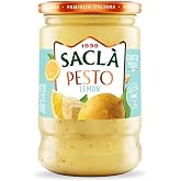 SACLA Lemon Pesto | Bright &amp; Citrusy Italian Pesto Sauce with Lemon Zest &amp; Almonds | 6.7 oz Jar &ndash; Non-GMO, Vegetarian | Imported from Italy