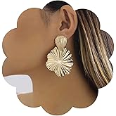 Allereyae Gothic Lotus Leaves Earrings Metal Floral Drop Earrings Gold Leaf Dangle Hammered Leaf Jewelry for Women