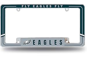 Rico Industries NFL Football Two-Tone 12" x 6" Chrome All Over Automotive License Plate Frame for Car/Truck/SUV