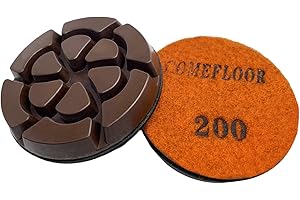 COMEFLOOR 3 Inch Hybrid Diamond Polishing Pucks for Concrete Terrazzo Floor, Hook and Loop Transitional Grinding Pads,200# 3PCS