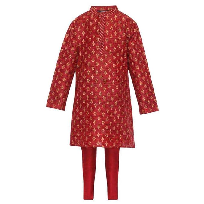 Boy's Synthetic Kurta Pyjama (206033186_Maroon_3 Years)
