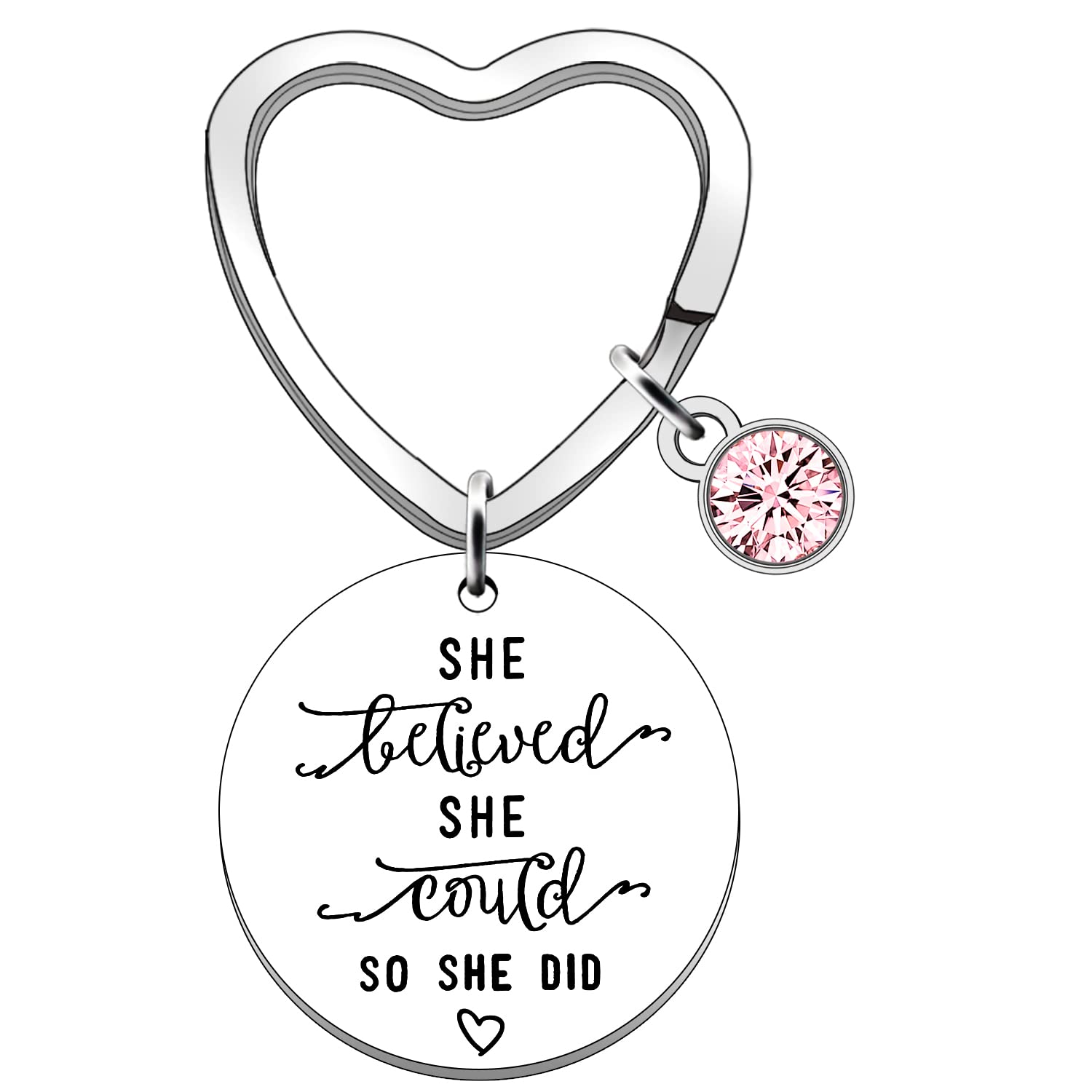 JETTOP Good Luck Gifts Keyring - Congratulations Gifts for Women Girls Inspirational Exam University Gift She Believed She Could So She Did