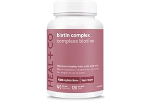 HEAL + CO. Biotin Complex – 10,000 mcg with Calcium, Silicon, Magnesium & Vitamin D2 – Supports Strong Hair, Skin & Nails – 1