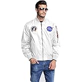 CORIRESHA Mens NASA Embroidery Badge Slim Fit Bomber Jackets Zipper Windbreaker