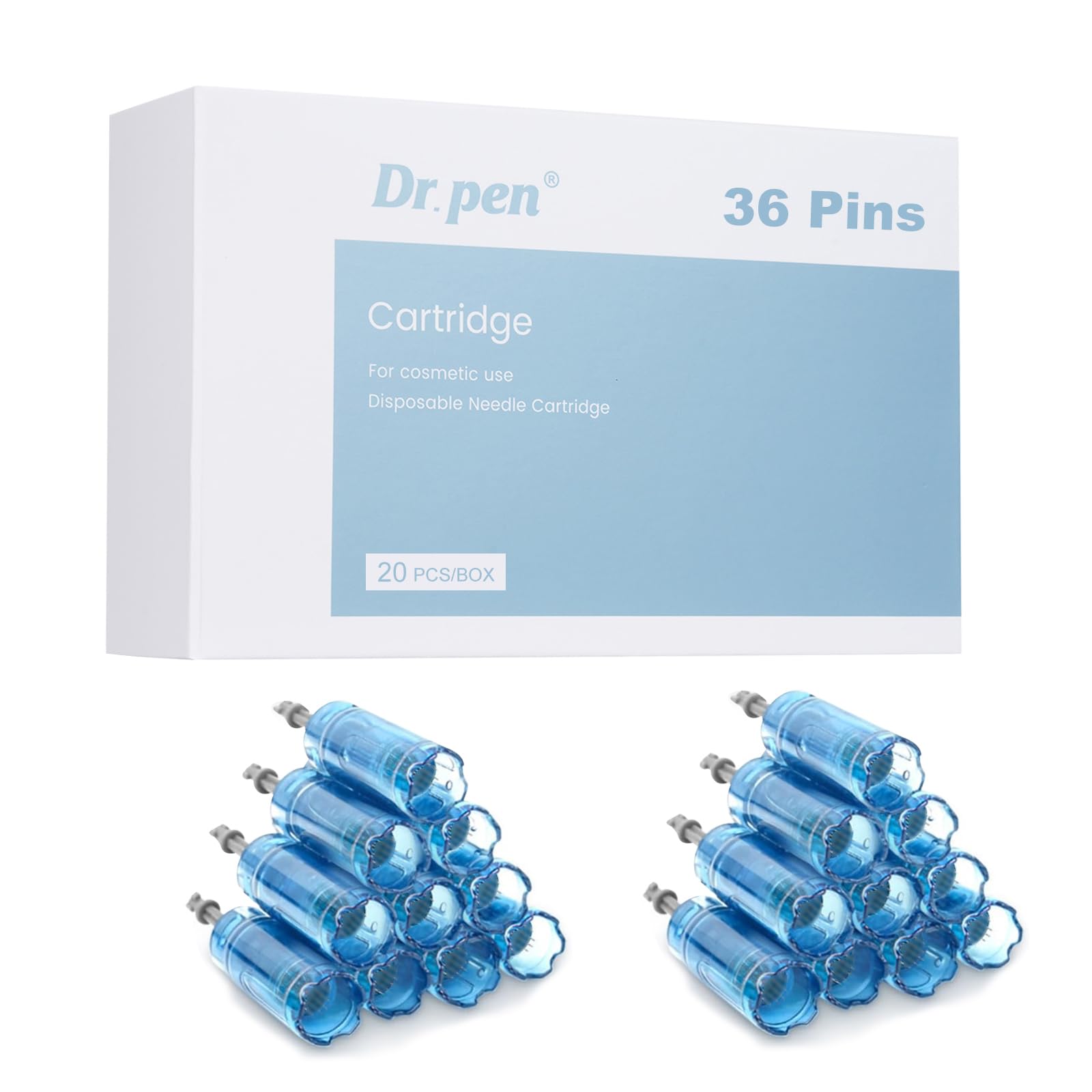 Dr.pen M8S Cartridges 36 Pins, 20Pcs Dr.pen Cartridges for Microneedling Pen M8S/A8S/A9 Model, Authentic Disposable Microneedling Cartridges (36 Pins, 20Pcs)