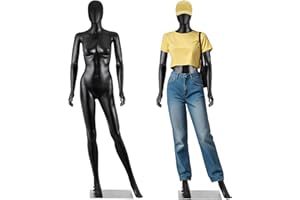 ZENY Female Mannequin Full Body Dress Form 70 Inches Adjustable Maniquins Dress Model Detachable Manequins Stand with Metal Base, Black