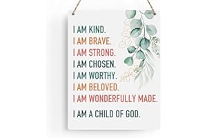 BELLOWDEER Inspirational Decor I am a Child of God Scripture Wooden Hanging Sign Christian Gift for Baby Kids Girl Boy Nursery Teen Room Bible Verse Wall Art Decoration 8 x 10 Inches