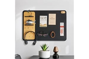 Creative 2 in 1 Felt Pegboard & Bulletin Board, Self-Adhesive Wall Organizer with DIY Shelves and Hooks, Decorative Pin Displ