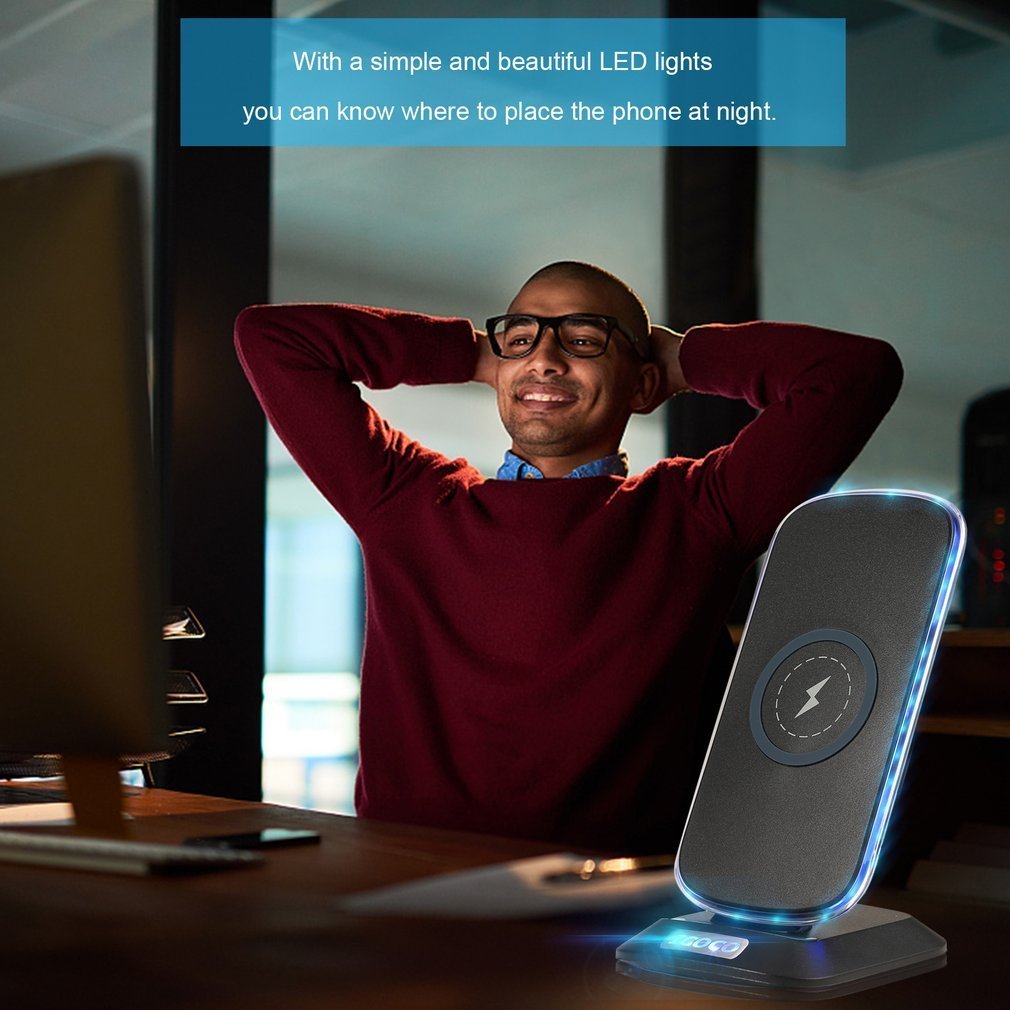 Caricatore Wireless, MIGVELA Caricabatterie Wireless con LED Indicatore per iPhone 8/8Plus/X, Samsung S8/S8 Plus, Note 8, S7 Edge, S6/S6 Edge, Lumia 950 (Nero)