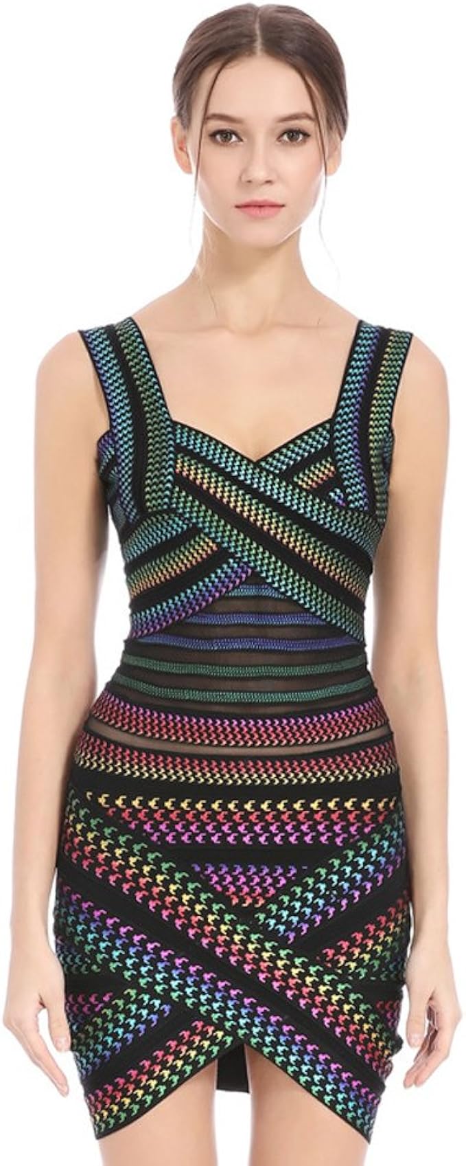 Women Fashion V Neck Sleeveless Dinner Party Sexy Short Bandage Pencil Dress At Amazon Women S Clothing Store