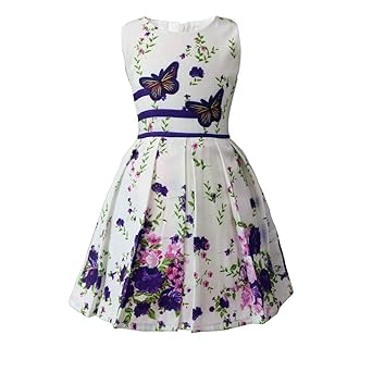 WUSIKY Baby Mädchen Sommerkleid, Kinder Baby Mädchen Ärmelloses Blumenmuster Doppel Fliege Partei Prinzessin Kleid Minikleid 