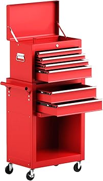 Goplus 6 Drawer Rolling Tool Chest Removable Tool Storage Cabinet With Sliding Drawers Keyed Locking System Toolbox Organizer Red Amazon Com