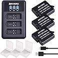 Batmax 3Pcs 1600mAh Batteries + USB LED 3-slots Charger Type-C port for Gopro 7 GoPro Hero 5 Hero 6 Camera Accessories Black
