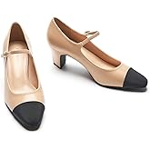 C.Paravano Women's Pumps | Chunky Heels for Women | Closed Round Toe Shoes | Low Heel Dress Shoes