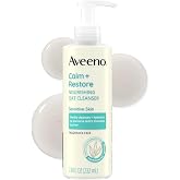 Aveeno Calm + Restore Nourishing Oat Face Cleanser, 7.8 fl. oz | Daily Hydrating Facial Cleanser, Sensitive Skin, Nourishing Oat &amp; Feverfew, Hypoallergenic, Non-Comedogenic, Fragrance-Free
