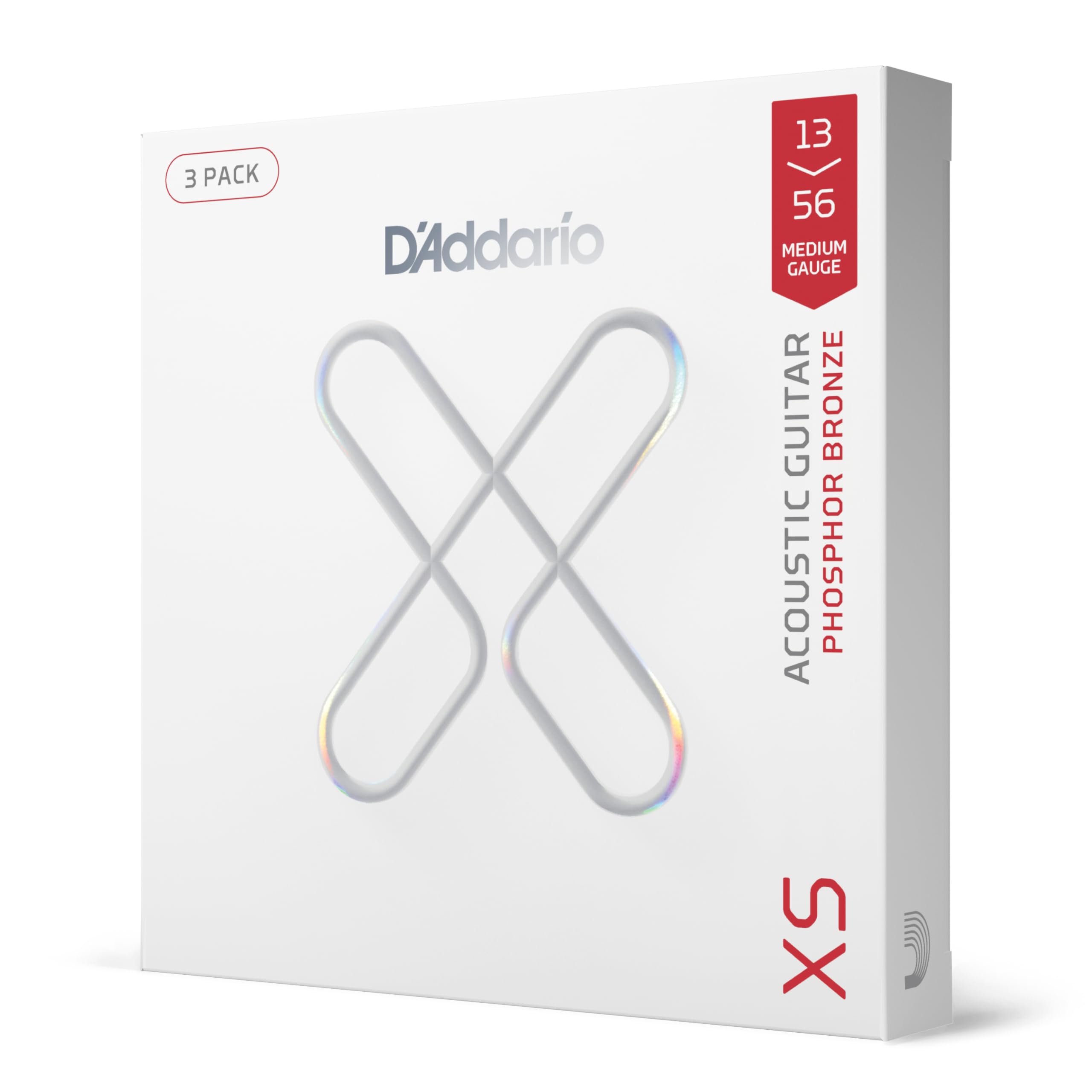 D'Addario XS Acoustic Guitar Strings, Phosphor Bronze, Medium, 13-56, 3 Pack — image 1