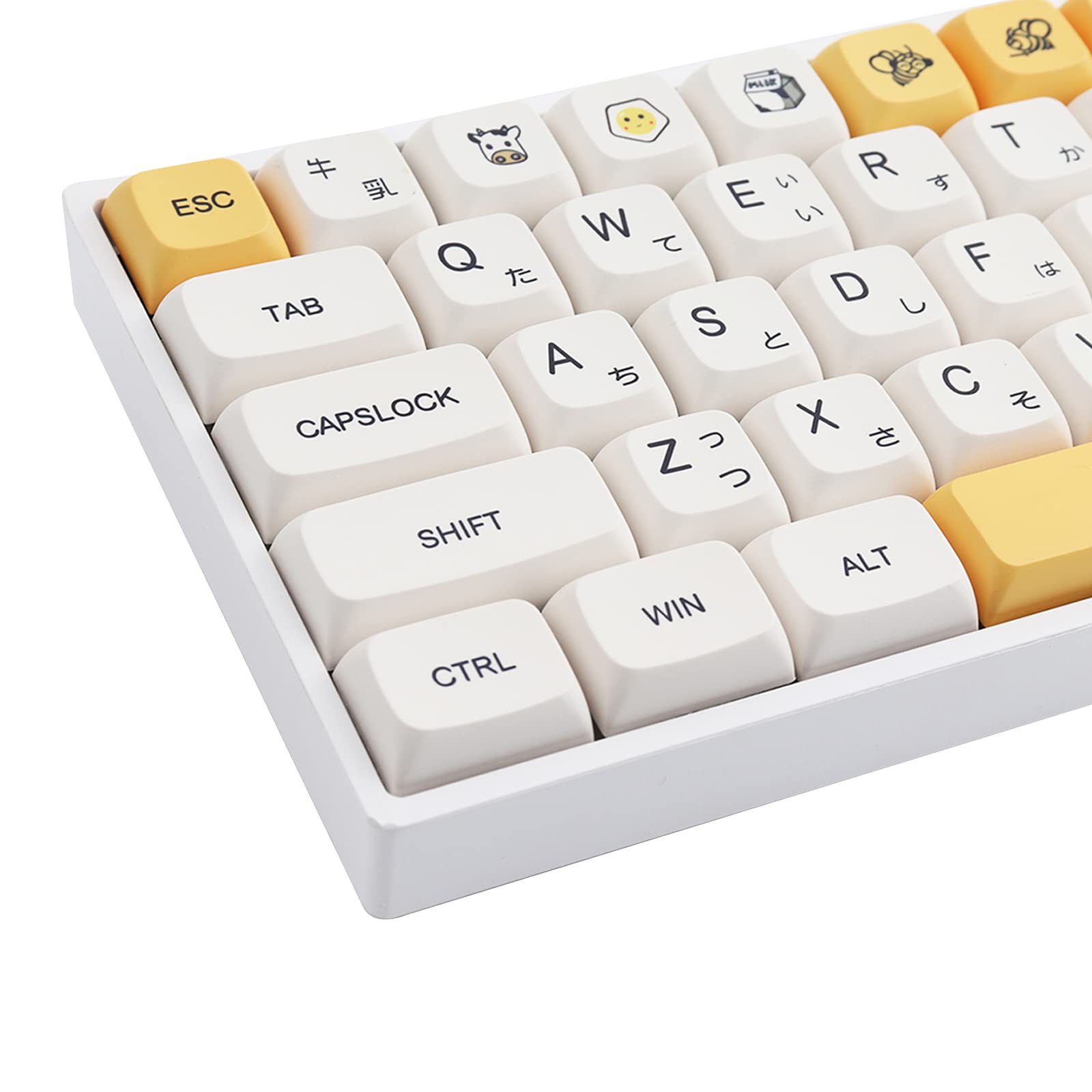 Tsungup PBT Keycaps 137 Keys Dye-Sublimation XDA Profile Japanese Keycaps for ANSI(US) Layout Gateron Cherry MX Switches Mechanical Keyboard(Honey and Milk)