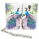 Pink & Purple Peacock Design Wallet Leather Case for Kyocera Hydro Icon C6730 Hydro Life C6530 with Kickstand