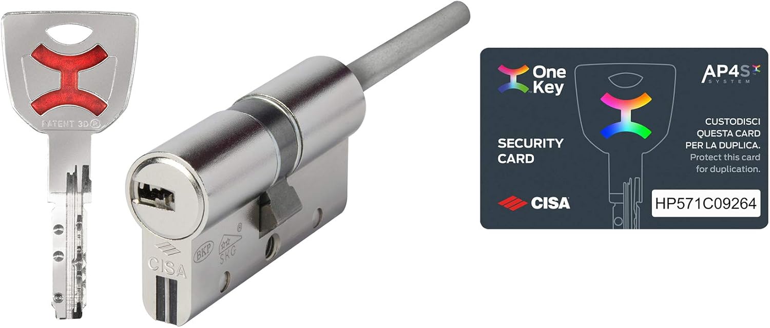 Cisa 93314 0P3S7-12-0-12 Cylinder AP4 MM 70 40X30, Brass With Silver Finish, 70 = 40 - 30