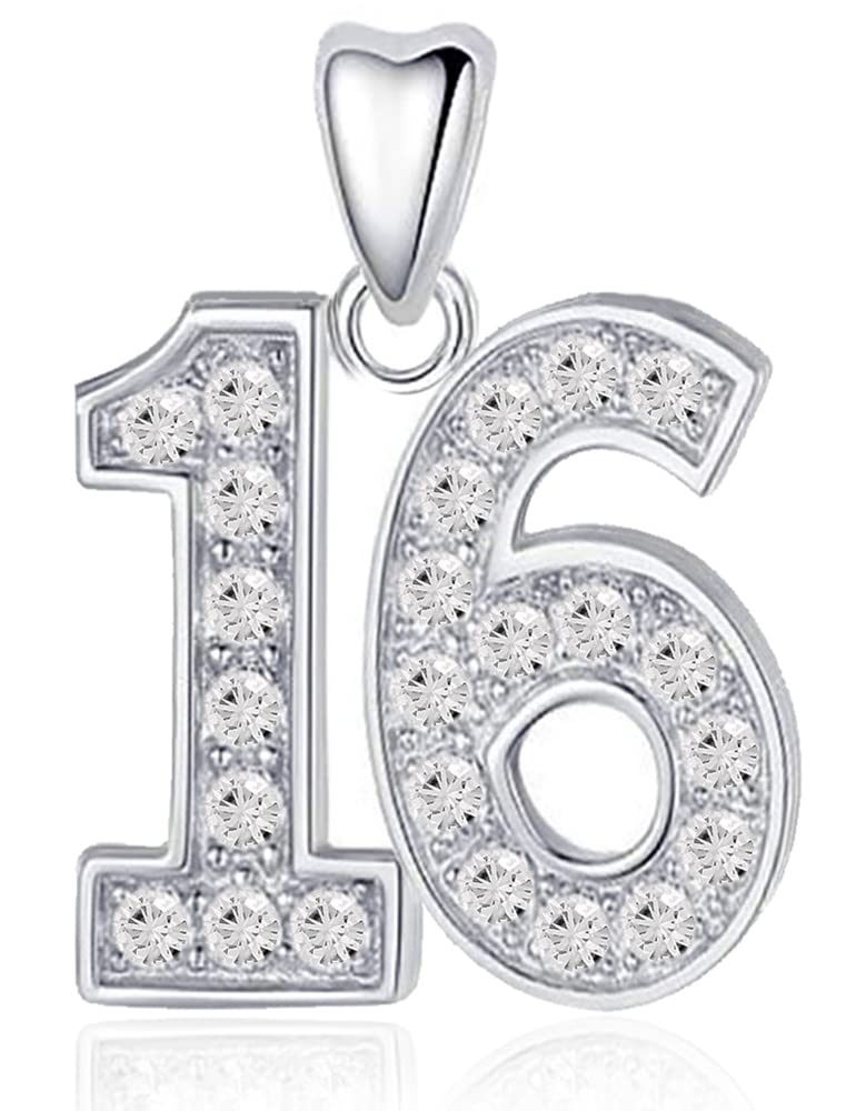 16 Charm Bead 925 Sterling Silver for Pandora Moments Women's Charms Bracelet & Necklace - Sweet 16th Happy Birthday Her Girls Women - Gift Box
