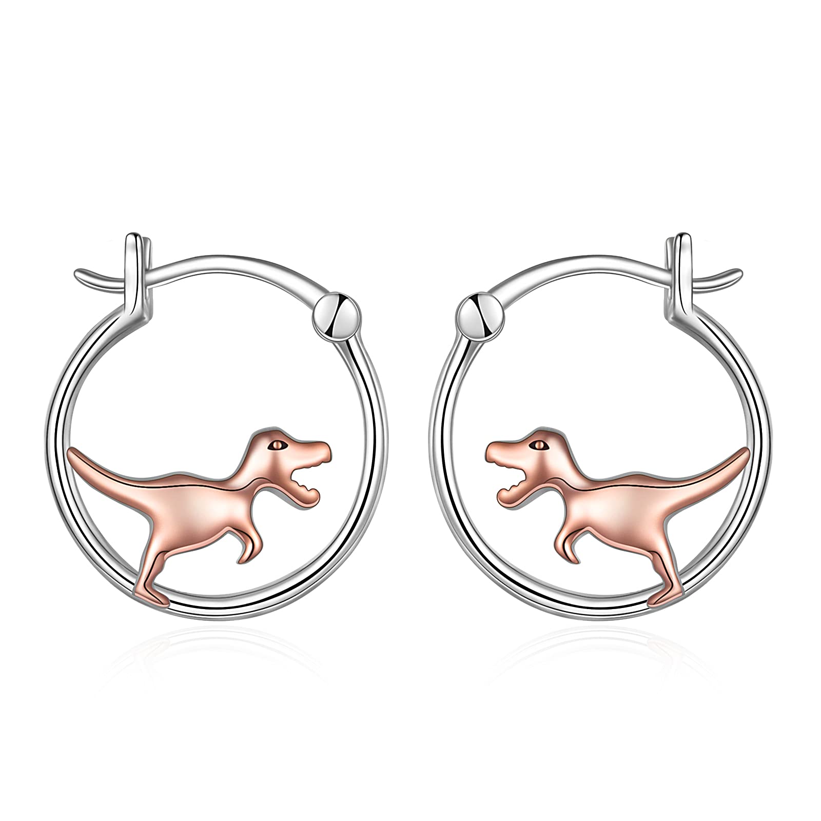 YFN Dinosaur Earrings Sterling Silver Small Hoop Earrings Cute Dinosaur Jewelry Gifts for Women Daughter