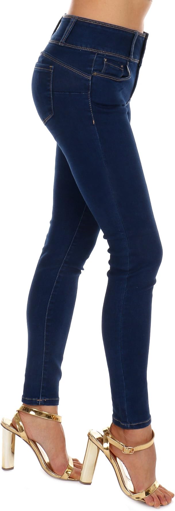Stretchy Denim Butt Lifting, Zip Fly, 3-Buttons Push-Up Jeans