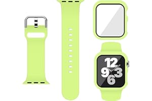 XFEN Sport Silicone Band and Case with Screen Protector for Apple Watch Series 9 Series 8 Series 7 Series 6 SE Series 5 Series 4