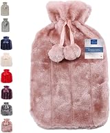 VIROSA Luxury 2 Litre Hot Water Bottle with Faux Fur Cover Plum