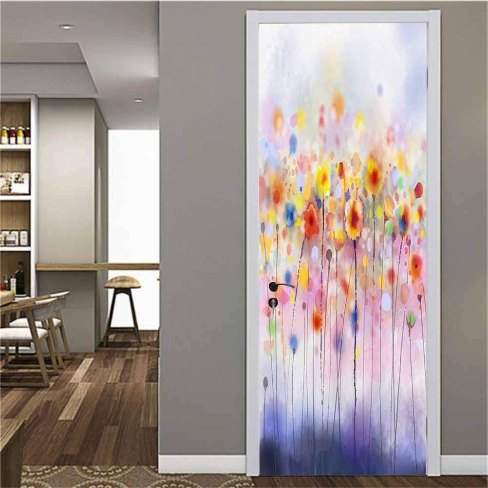 Decor Door Decals SelfAdhesive Door Mural, Abstract Floral