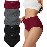 Vevmon Cotton Underwear for Women High Waisted Full Coverage Briefs Soft Ladies Panties 5 Pack