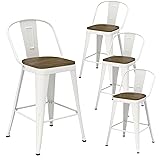 Vinahomar Metal Bar Stools Set of 4, High Back Bar