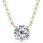 WOAINI 1/2/3 Carat Moissanite Solitaire Pendant Necklace in 925 Sterling Silver, Adjustable Necklaces Pendant Prong-Set with Moissanite, 16"+2", Jewelry Gift for Women
