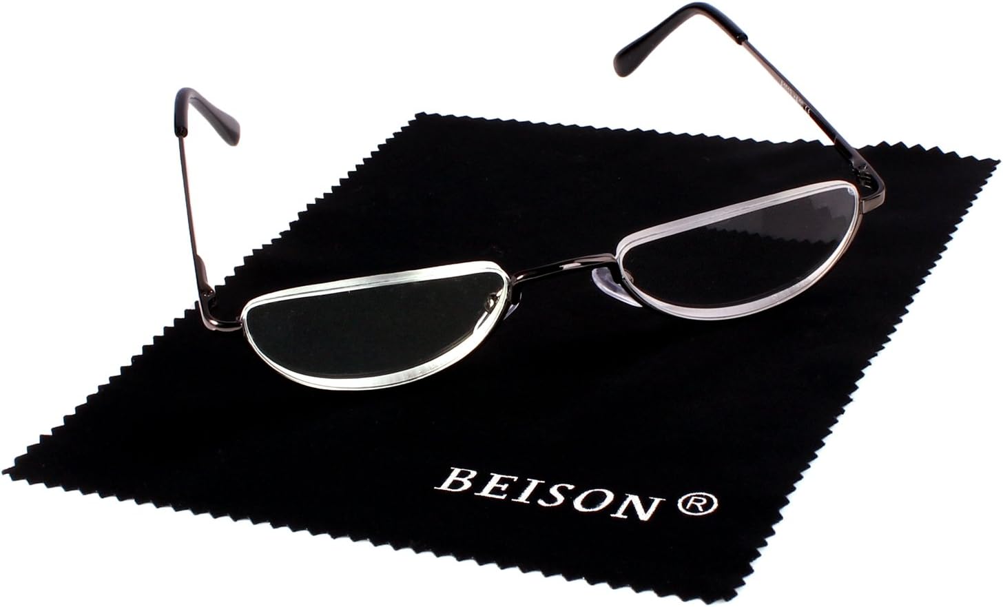 Beison Half Moon Readers Half Rimless Reading Glasses (Grey, 2.25)