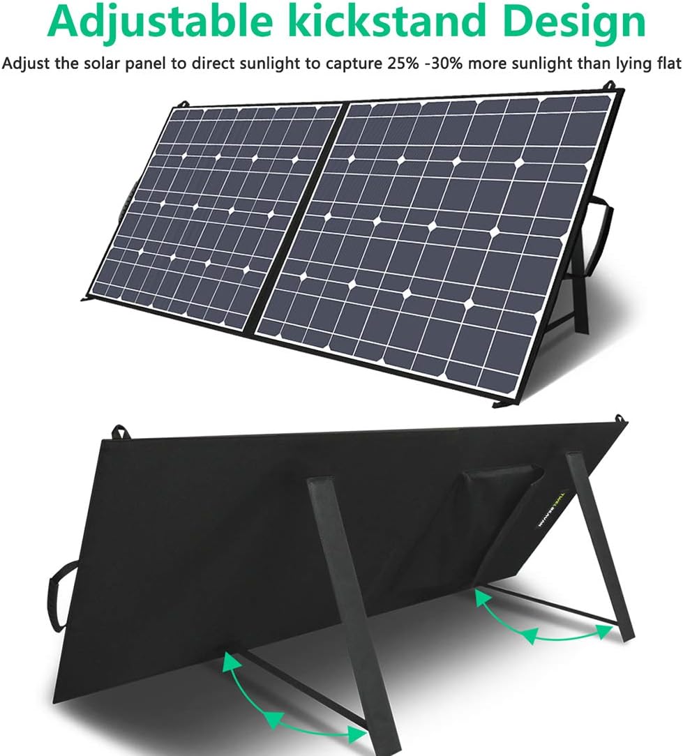 TWELSEAVAN 100W Portable Foldable Solar Panel Charger for Jackery Explorer 160/240/500 Power Station/Suaoki/Goal Zero Yeti/Rockpals/Kyng Power Solar Generator, with USB QC3.0 Port, USB Type C Port: Home Audio & Theater