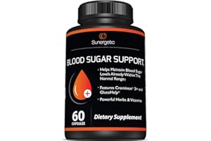 SUNERGETIC Premium Blood Sugar Support Supplement–Supports Healthy Blood Sugar Levels Already Within Normal Range – Includes Bitter Melon Extract, Vanadium, Chromium, Cinnamon, & Alpha Lipoic Acid-60 Capsules